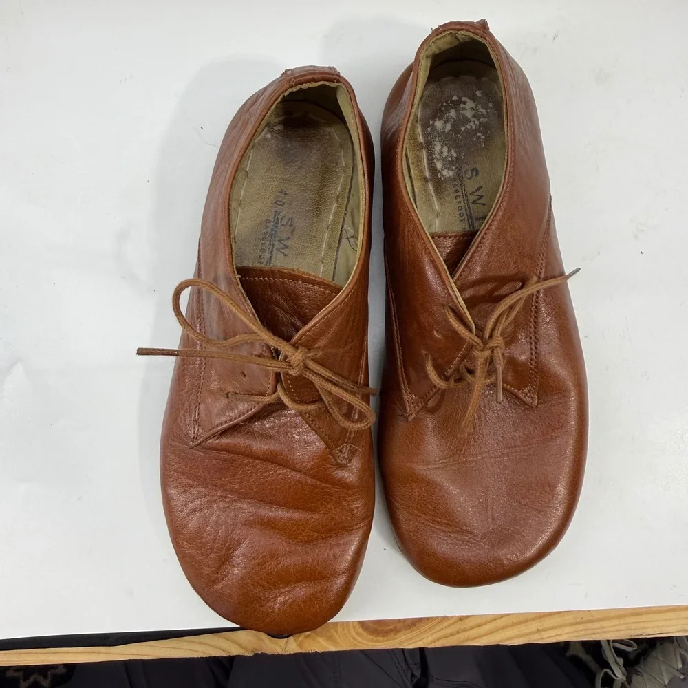 Swiss Barefoot Shoes Size 40EU US 7.5/9 Brown Leather Minimalist Oxford Lace Up